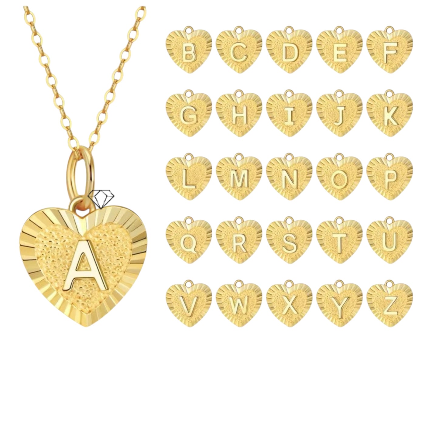 Sunburst Initial Heart Necklace