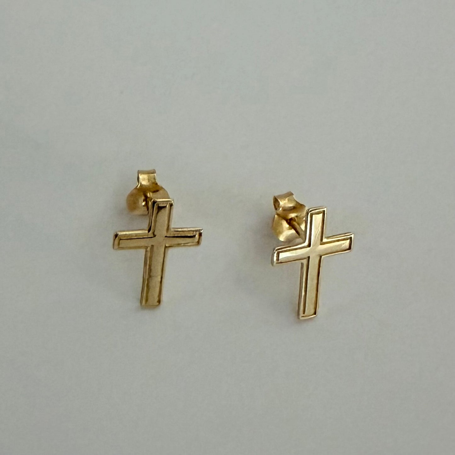 Cross Stud Earrings · 14K Gold