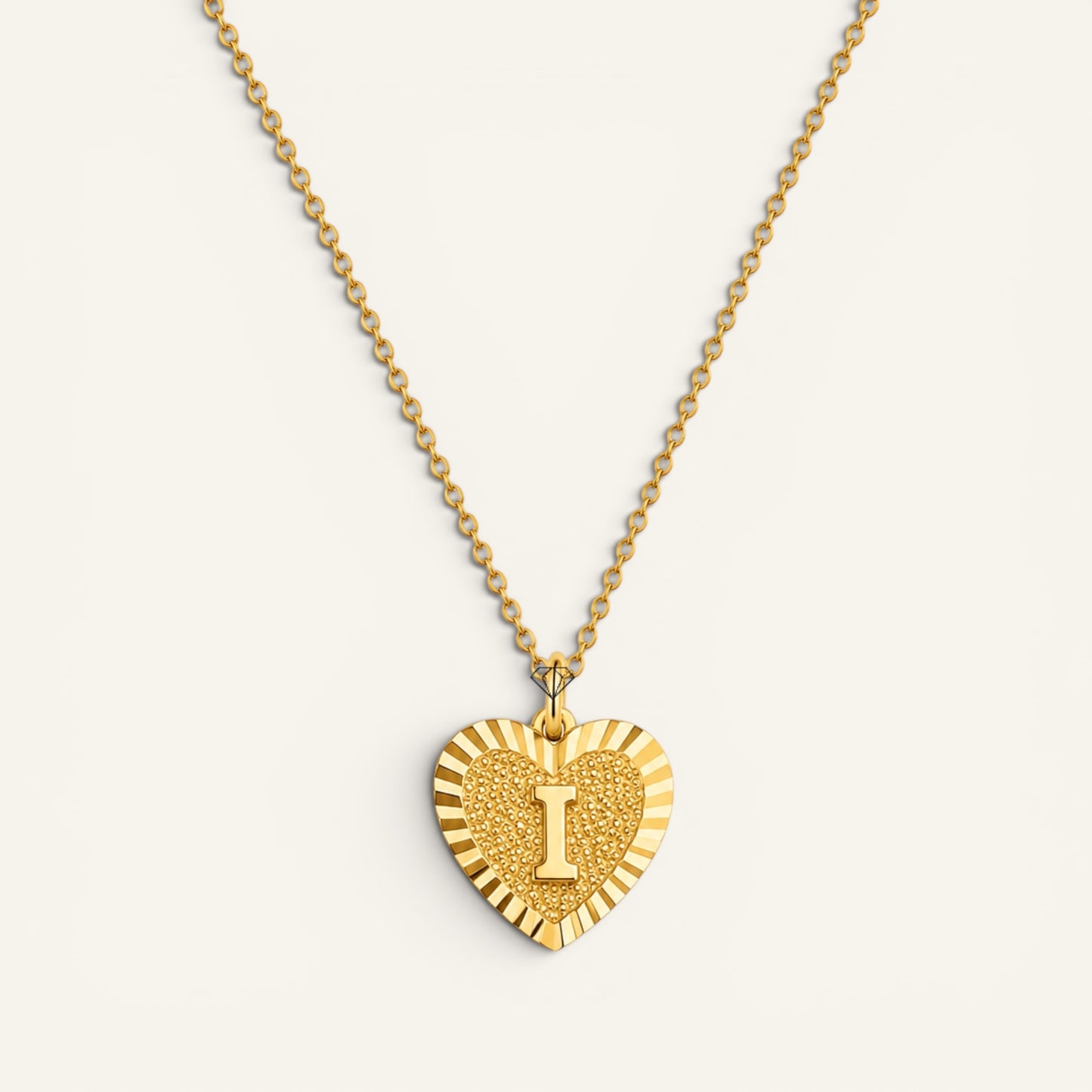 Sunburst Initial Heart Necklace