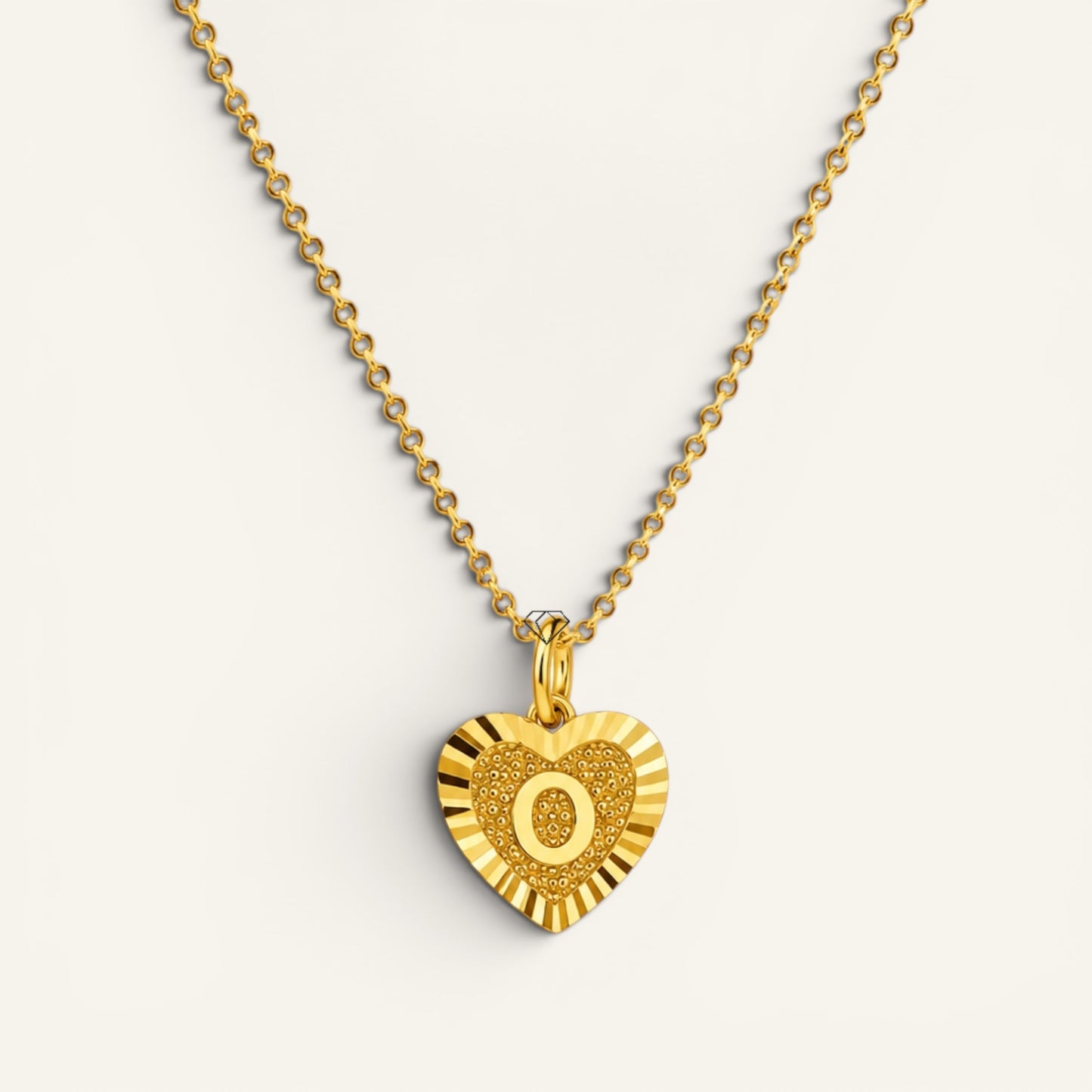 Sunburst Initial Heart Necklace