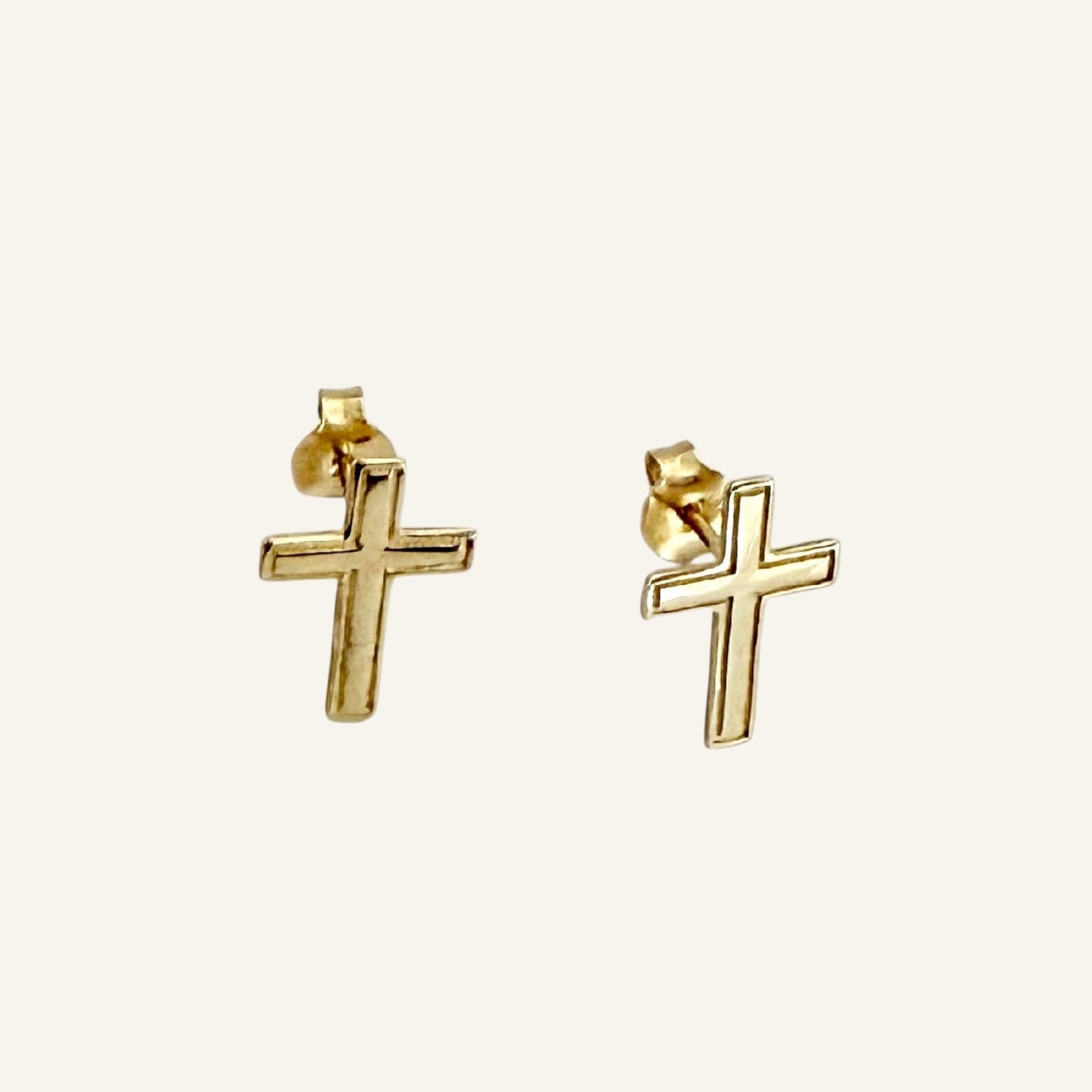 Cross Stud Earrings · 14K Gold