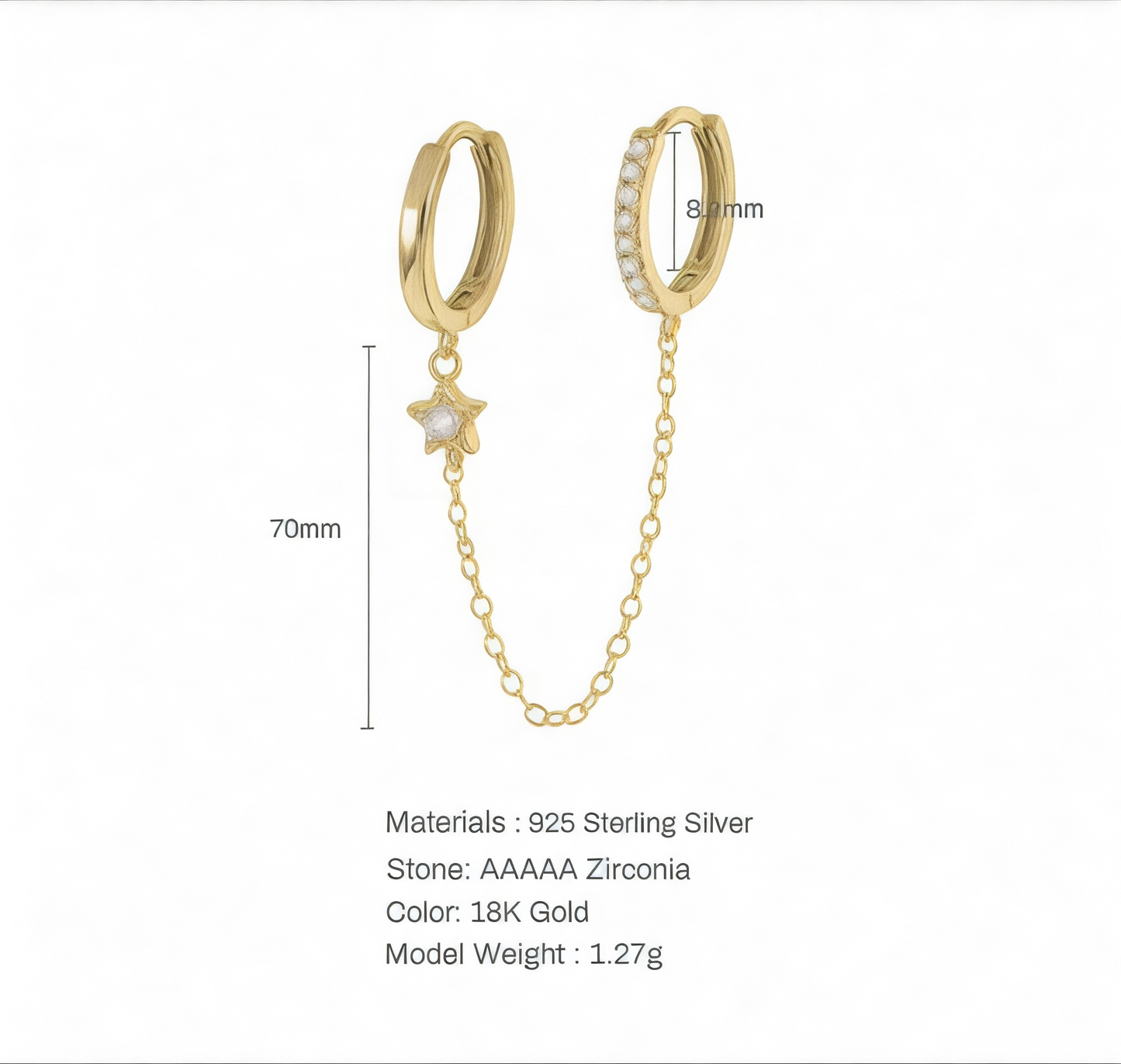 Celeste Star Chain Hoop Earrings