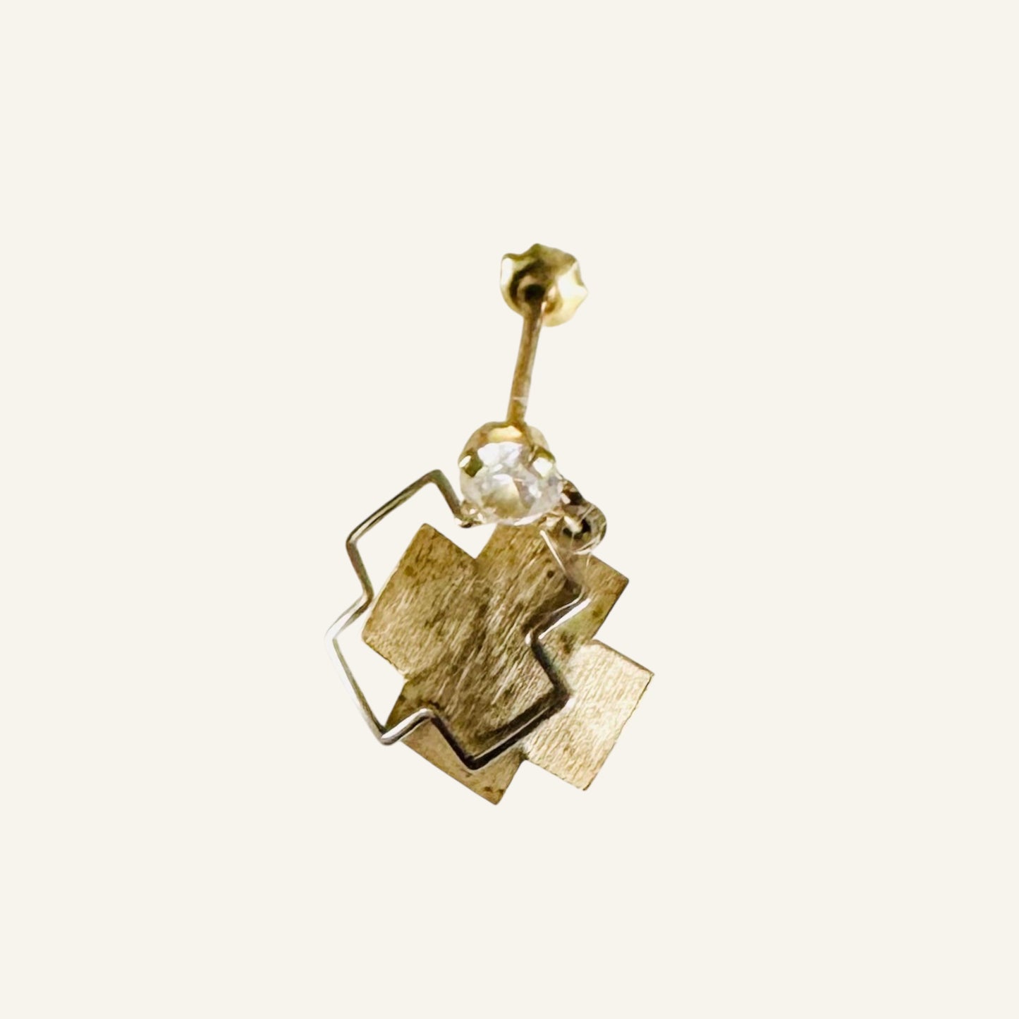 Halo Cross Drop Stud Earrings - screw back