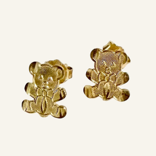Golden Teddy Stud Earrings
