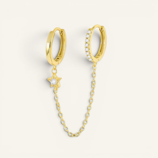 Celeste Star Chain Hoop Earrings