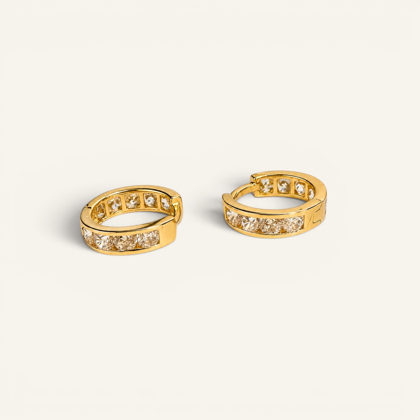 Channel Set Huggie Hoop Earrings
