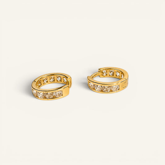 Channel Set Huggie Hoop Earrings