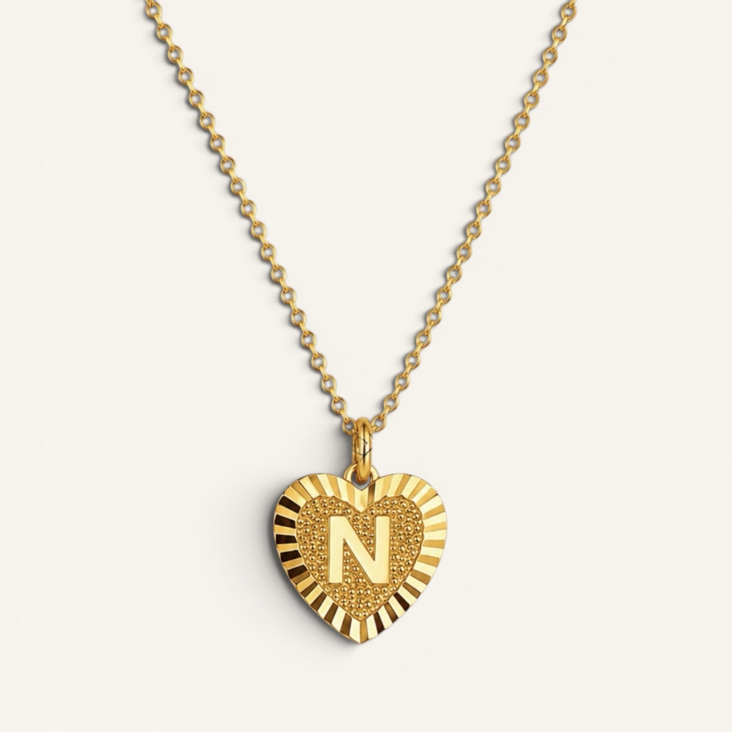 Sunburst Initial Heart Necklace