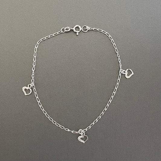 Bracelet, Hearts in Sterling Silver 7in.
