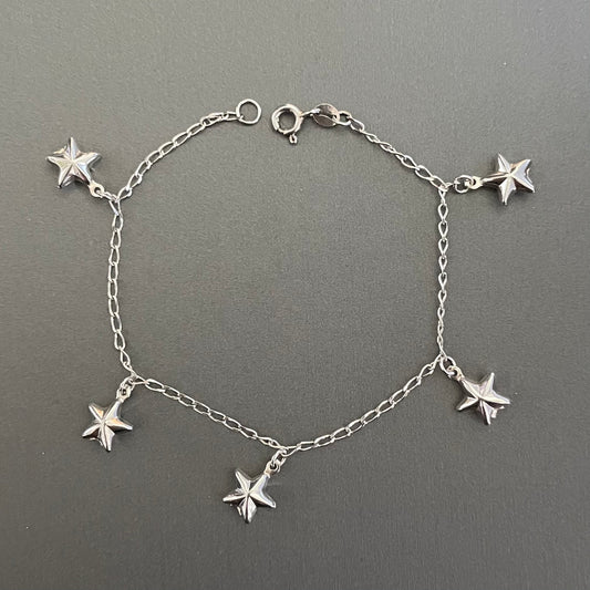 Bracelet, Stars, in Sterling Silver 7in.