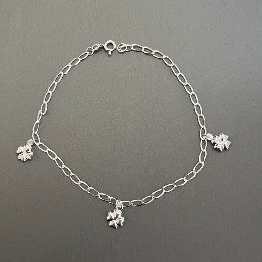 Bracelet Clover leaves, in Sterling Silver 8in.