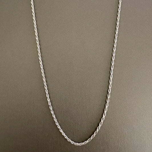 Chain Rope, Rhodium over Silver, 2.5mm.