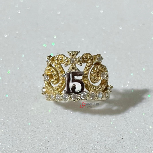 14K Gold ring, princess crown #7.5