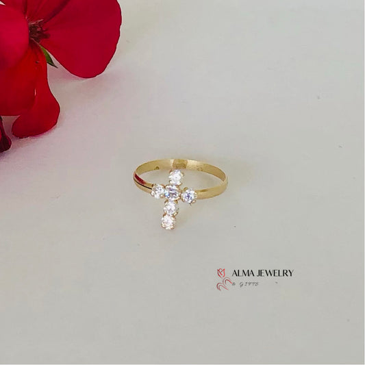 Baby girl cross 14K ring
