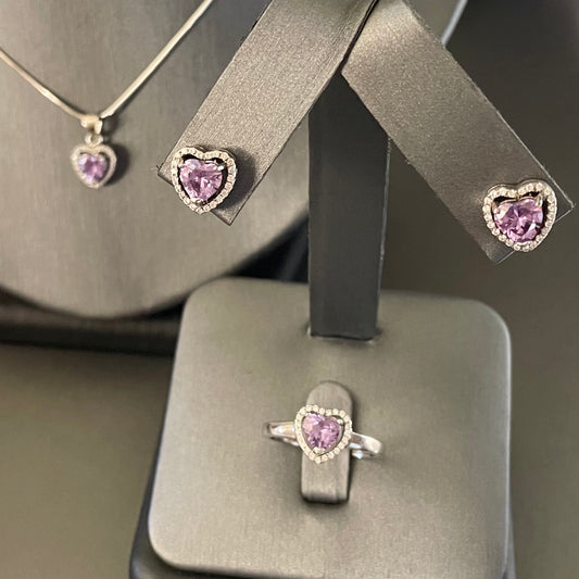 .925 Sterling Silver CZ Heart Set  #9