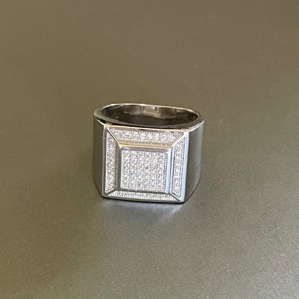 Silver Ring Mini zirconias Square #8