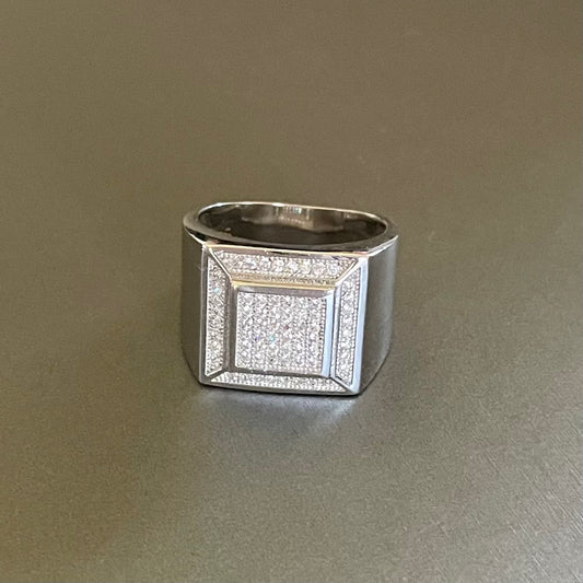 Silver Ring Mini zirconias Square #8