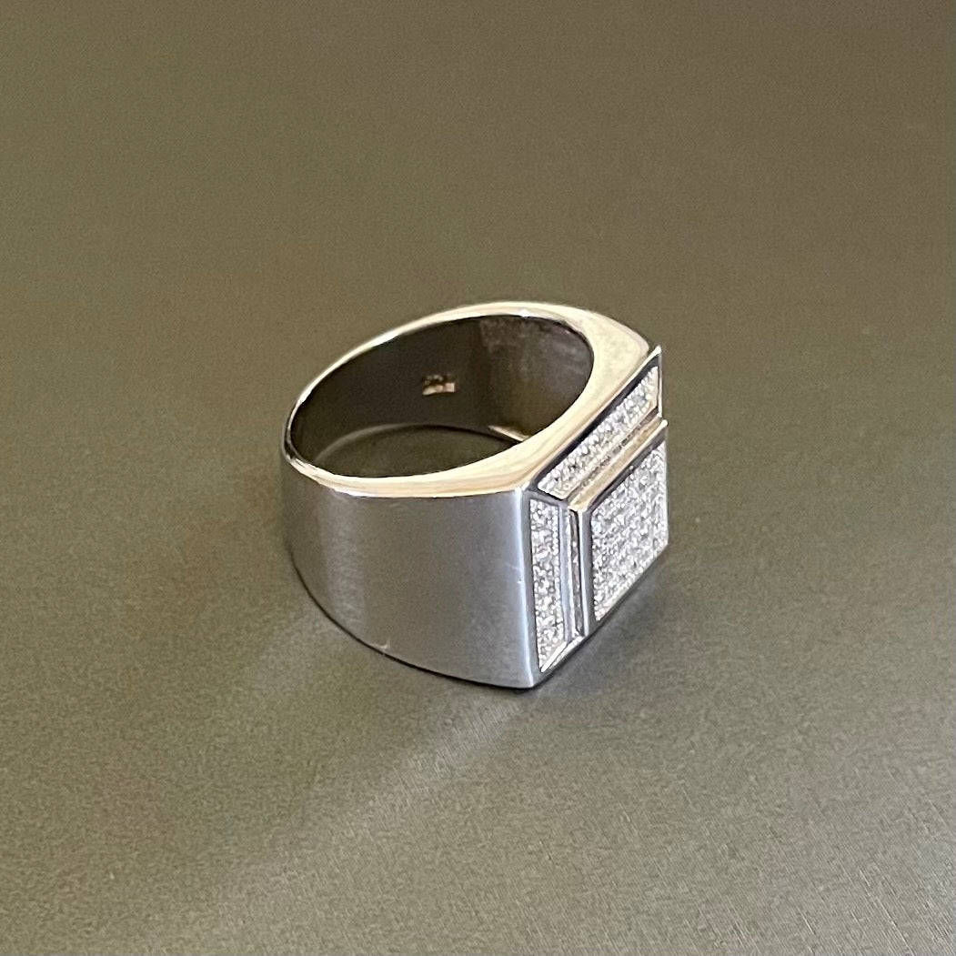 Silver Ring Mini zirconias Square #8