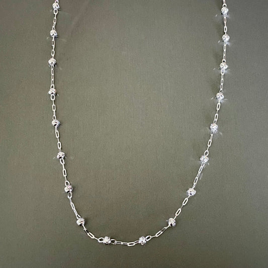 Necklace Beads Diamond Cut 18"