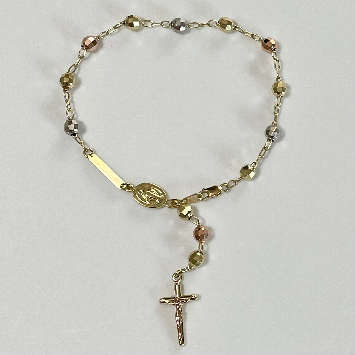 19.2k Portuguese white Gold Rosary Bracelet