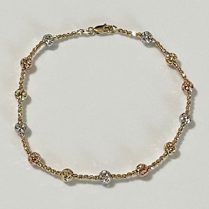 Bracelet 3 tones 14K Gold, 8 in.