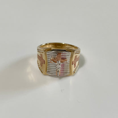 14K 3-tone Gold men ring.