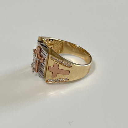 14K 3-tone Gold men ring.