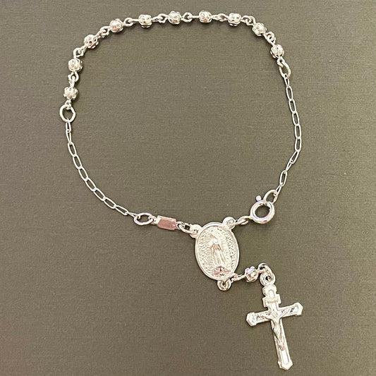Bracelet Rosary in Sterling Silver 7.25in.