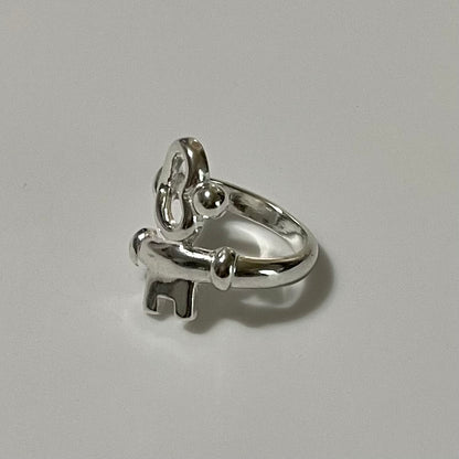 .925 Sterling Silver Heart Key Lady ring