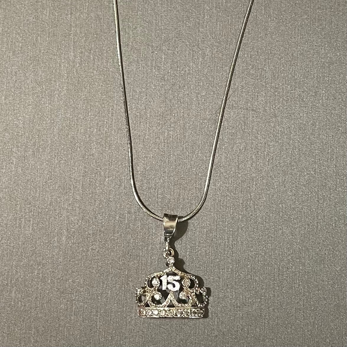 15 Crown Pendant with chain 18in, .925 Sterling Silver