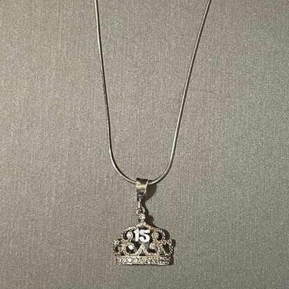 15 Crown Pendant with chain 18in, .925 Sterling Silver