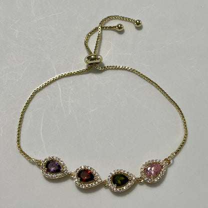 18K Gold Plated Color Drops Bracelet 7.25 inch