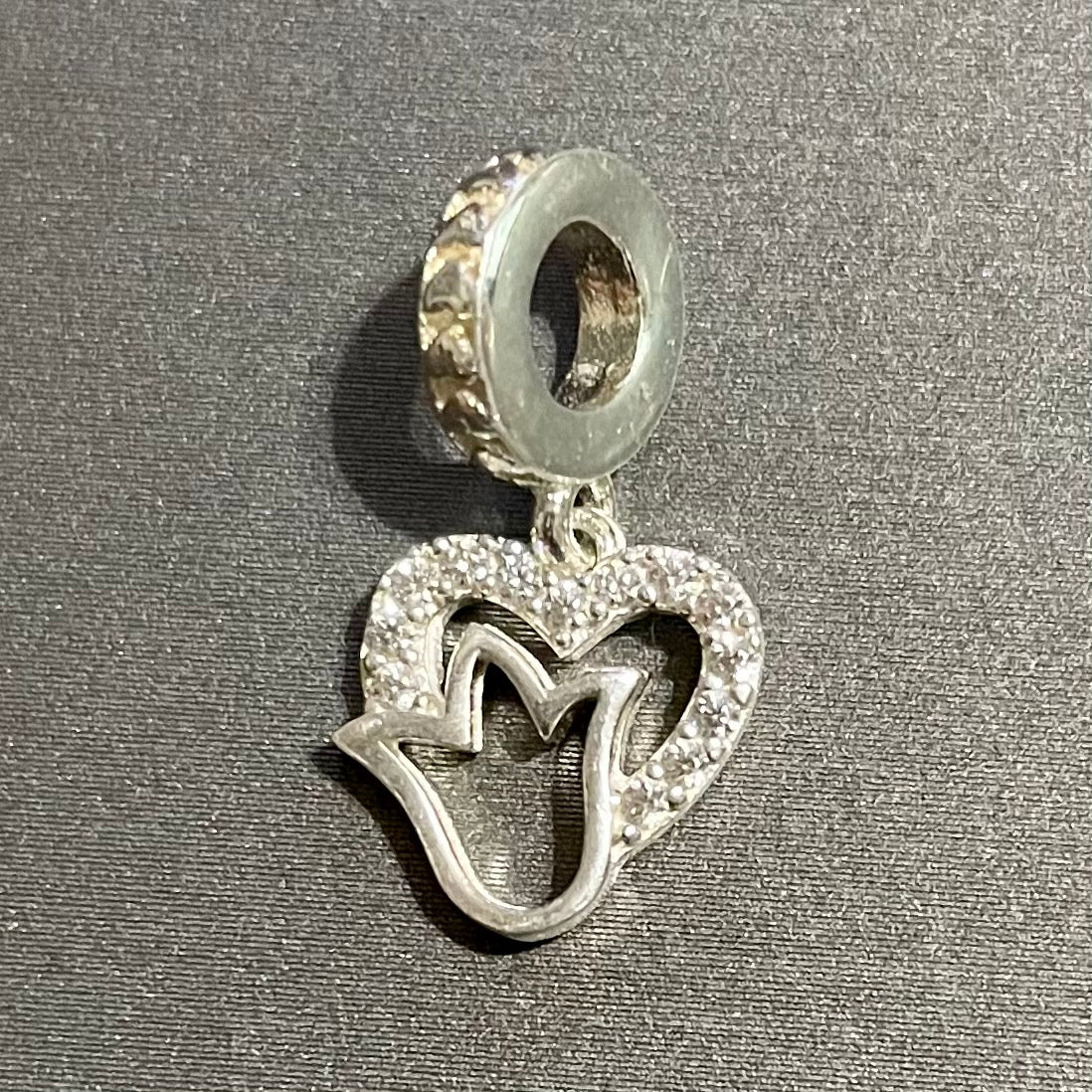 Tulip in Heart Charm .925 Sterling Silver