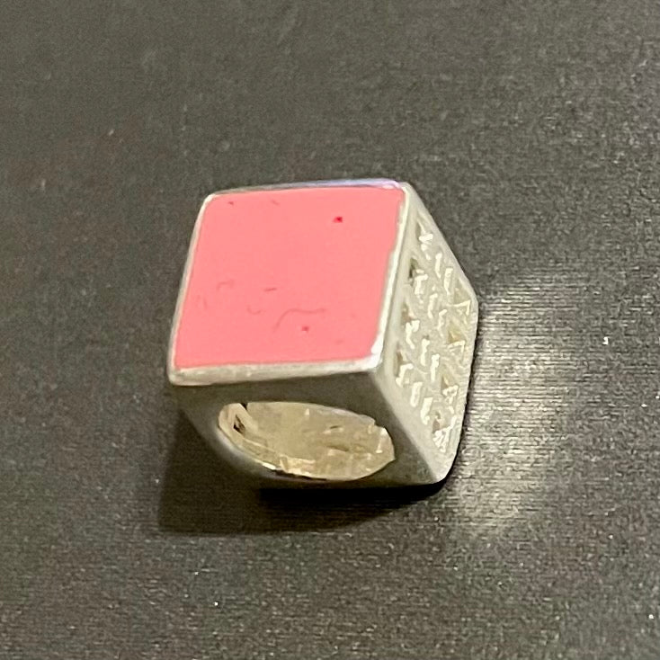 Pink Cube Slide Spacer .925 Sterling Silver