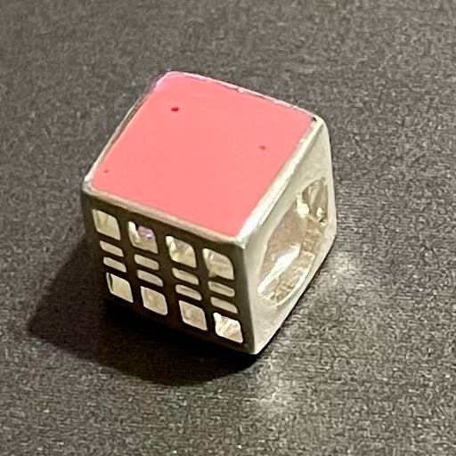 Pink Cube Slide Spacer .925 Sterling Silver