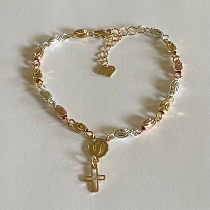 18K Gold Plated Rosary Adjustable Bracelet