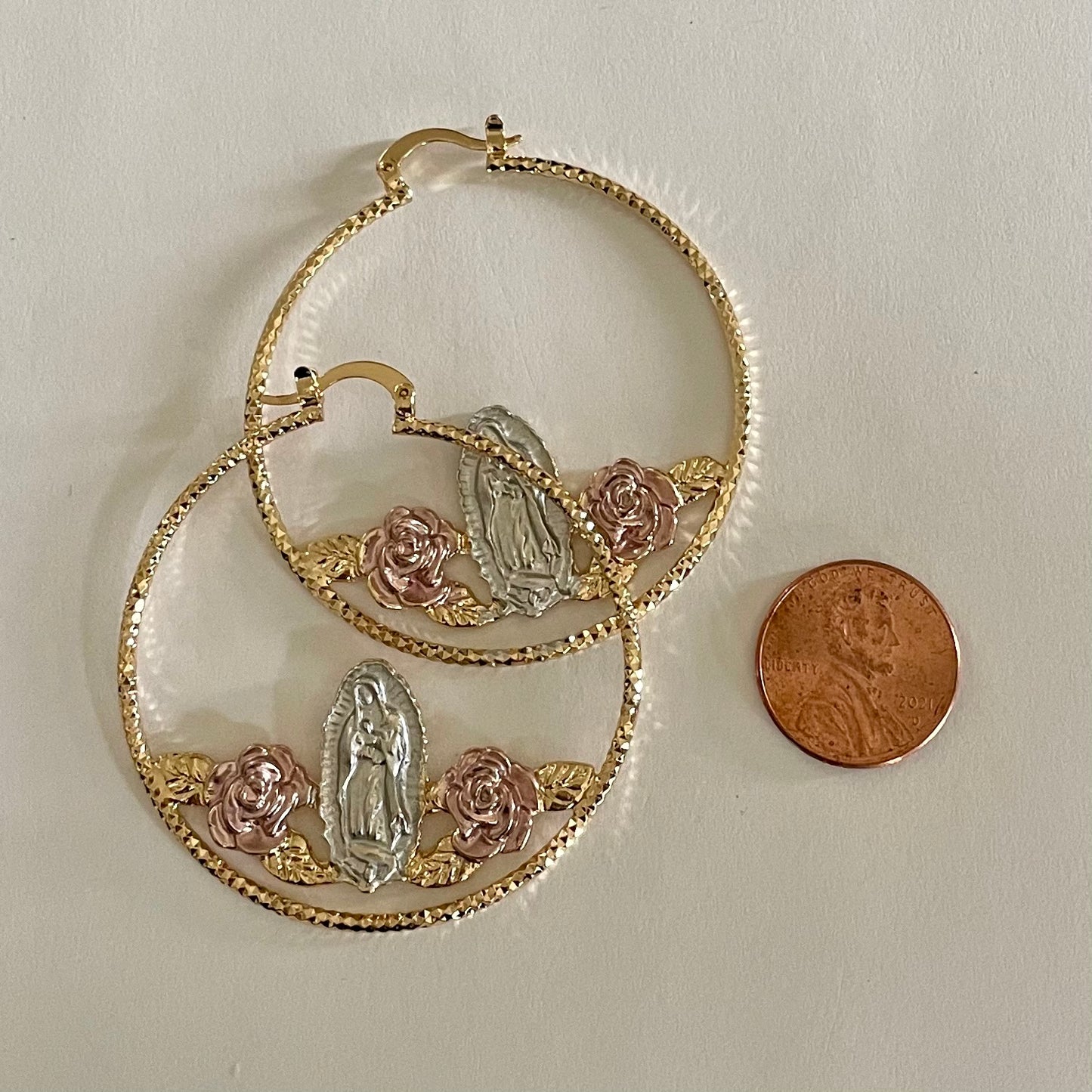 Our Lady of Guadalupe Hoop Earrings