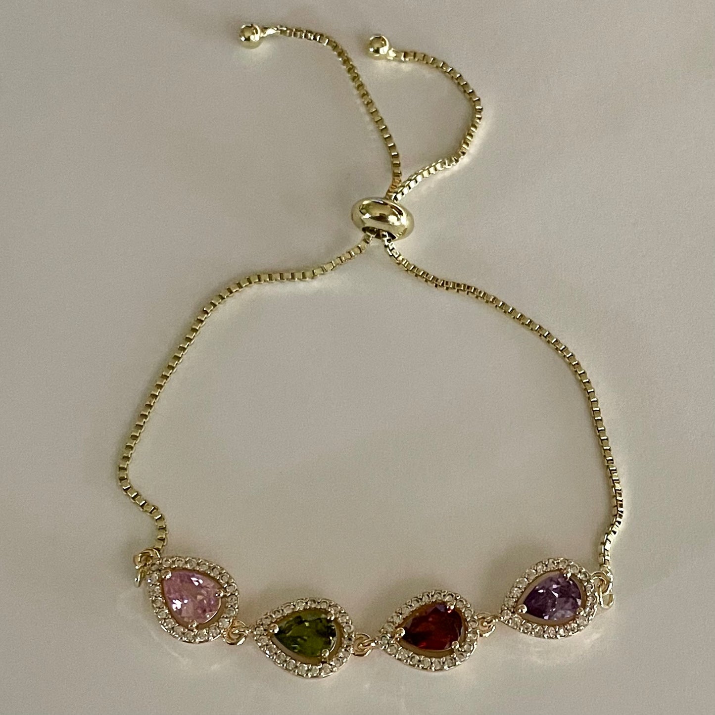 18K Gold Plated Color Drops Bracelet 7.25 inch
