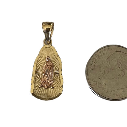 14K Two-tone Gold Our Lady of Guadalupe pendant
