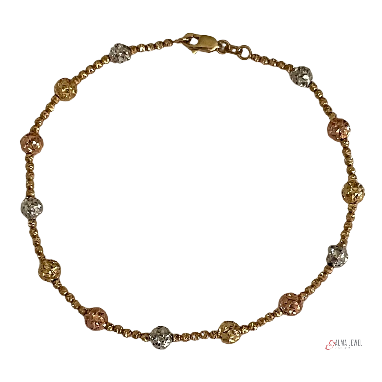 Bracelet 3 tones 14K Gold, 8 in.