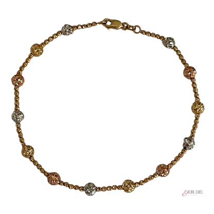 Bracelet 3 tones 14K Gold, 8 in.