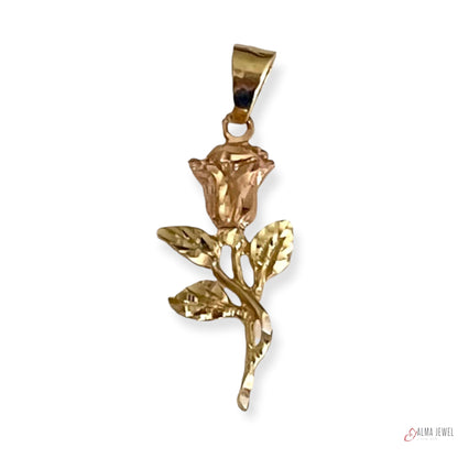 14K 2 tone Gold Rose pendant