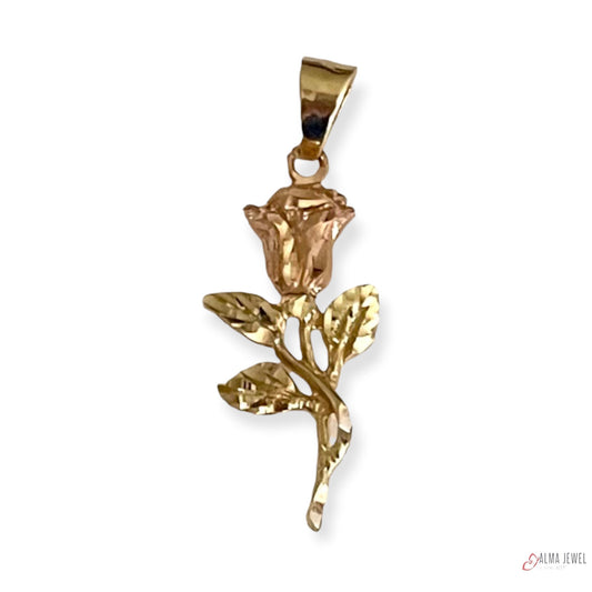 14K 2 tone Gold Rose pendant