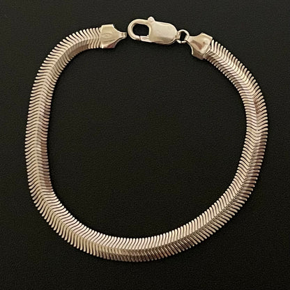 .925 Sterling Silver herringbone bracelet 6 mm