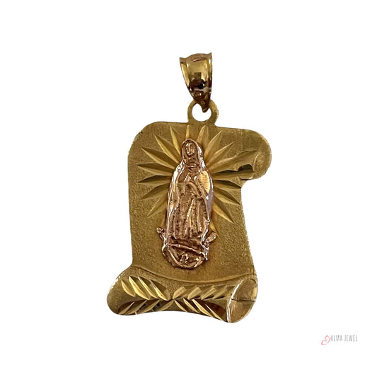 14K  Gold Virgin Sheet Pendant