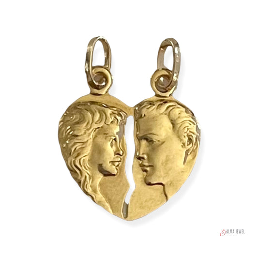 14K Gold Broken Heart pendant