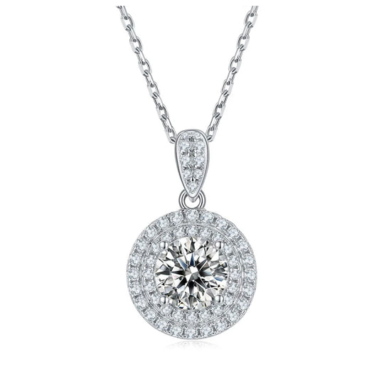 Rhodium on Silver Moissanite pendant with Chain