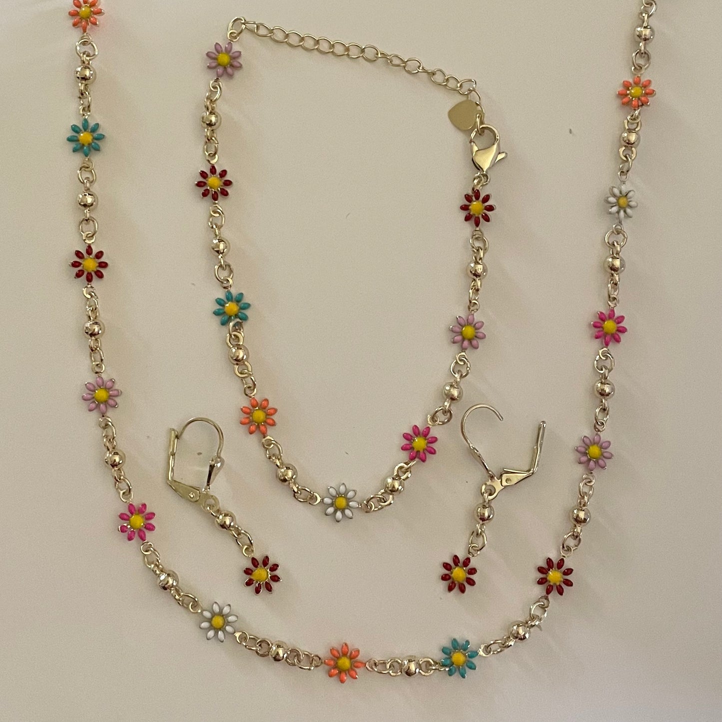 18K Gold Plated Multicolor Flowers Lady Set