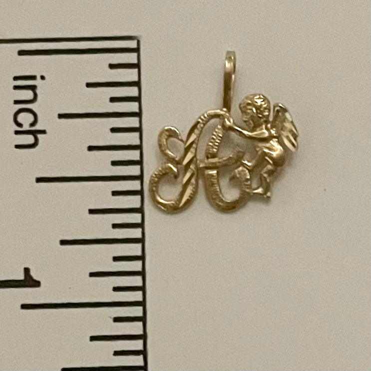 14K Gold Angel letter pendant