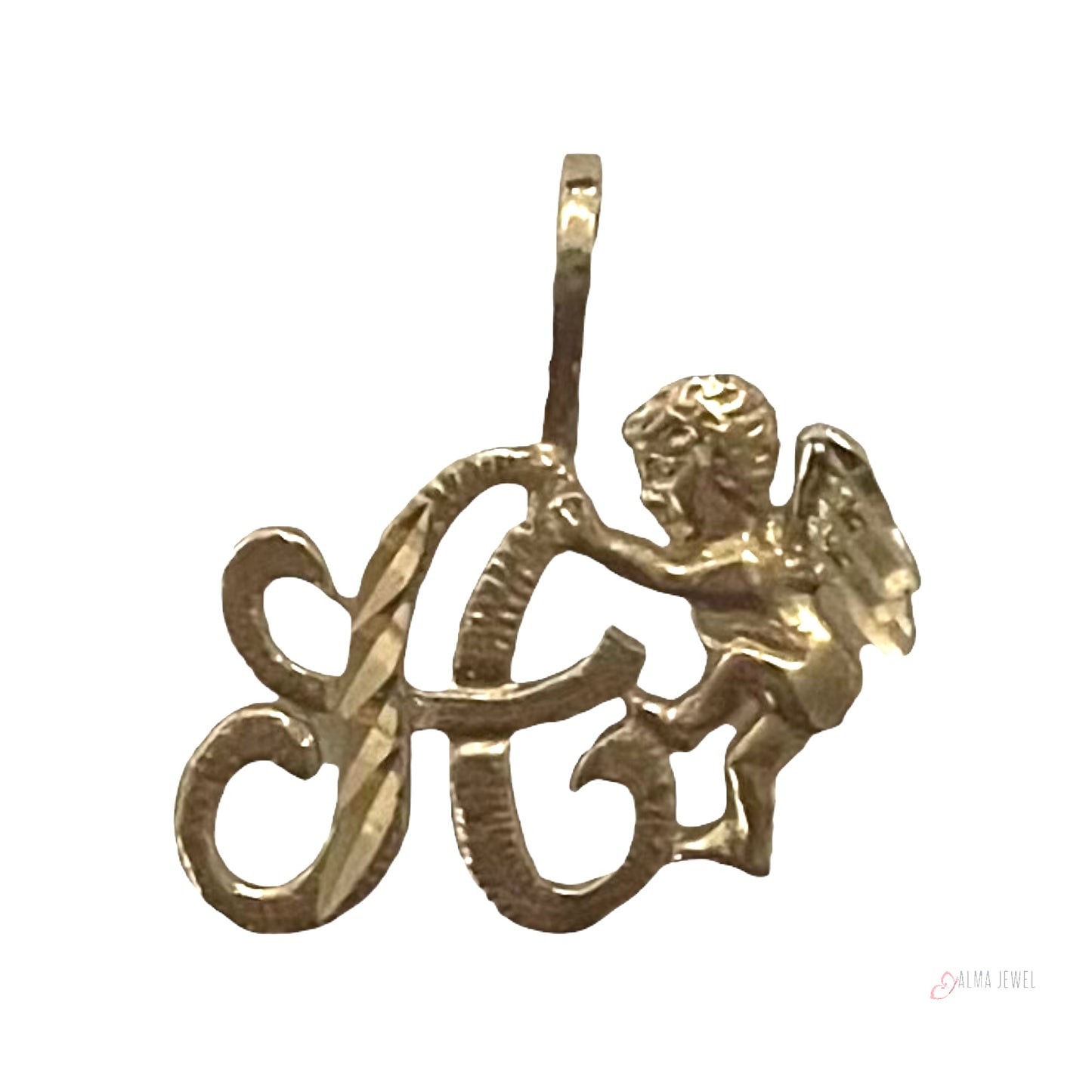 14K Gold Angel letter pendant